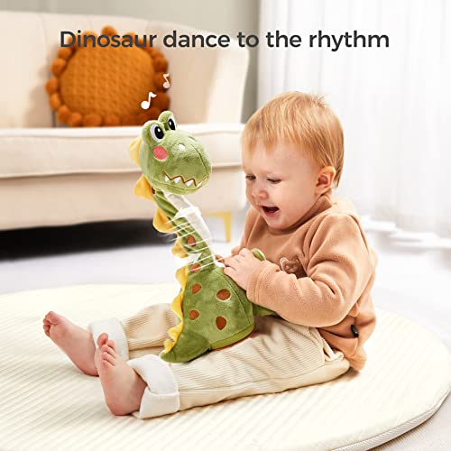 Danza Parlante Dinosaurios de Peluche Juguete para Niños, Juguete Electrónico Musical con Grabación Repite Hablar Dinosaurios Cantores Bebé Regalos para Chico Niña 2,3,4 años