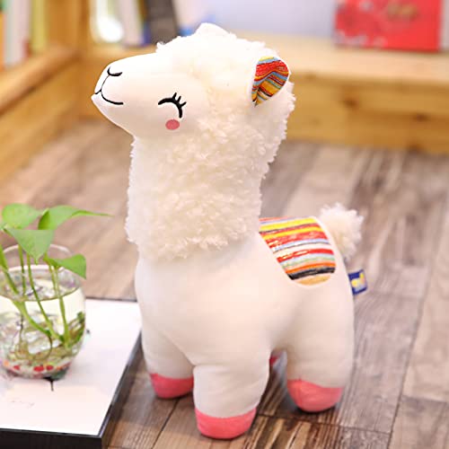 RAILONCH Peluche de alpaca, juguete de peluche dulce de llama, para bebés, niños, niñas, Navidad, regalo de cumpleaños (blanco, 25 cm)