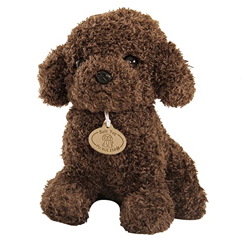 BYNYXI Peluche de perro de peluche de 25 cm, realista perro de peluche como perro de peluche real, juguete de peluche pequeño para perros sentados Labradoodle peluche peluche peluche muñeca de perro