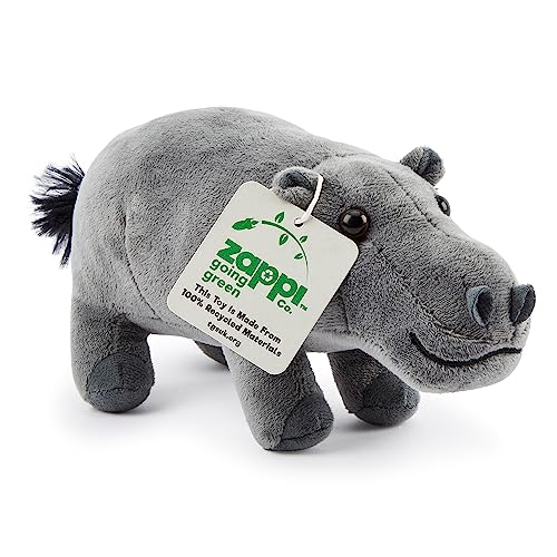 Zappi Co Peluche de Hipopótamo 100% Reciclado (23cm de Largo) Colección de Animales Suaves, acogedores y ecológicos para el Primer niño recién Nacido